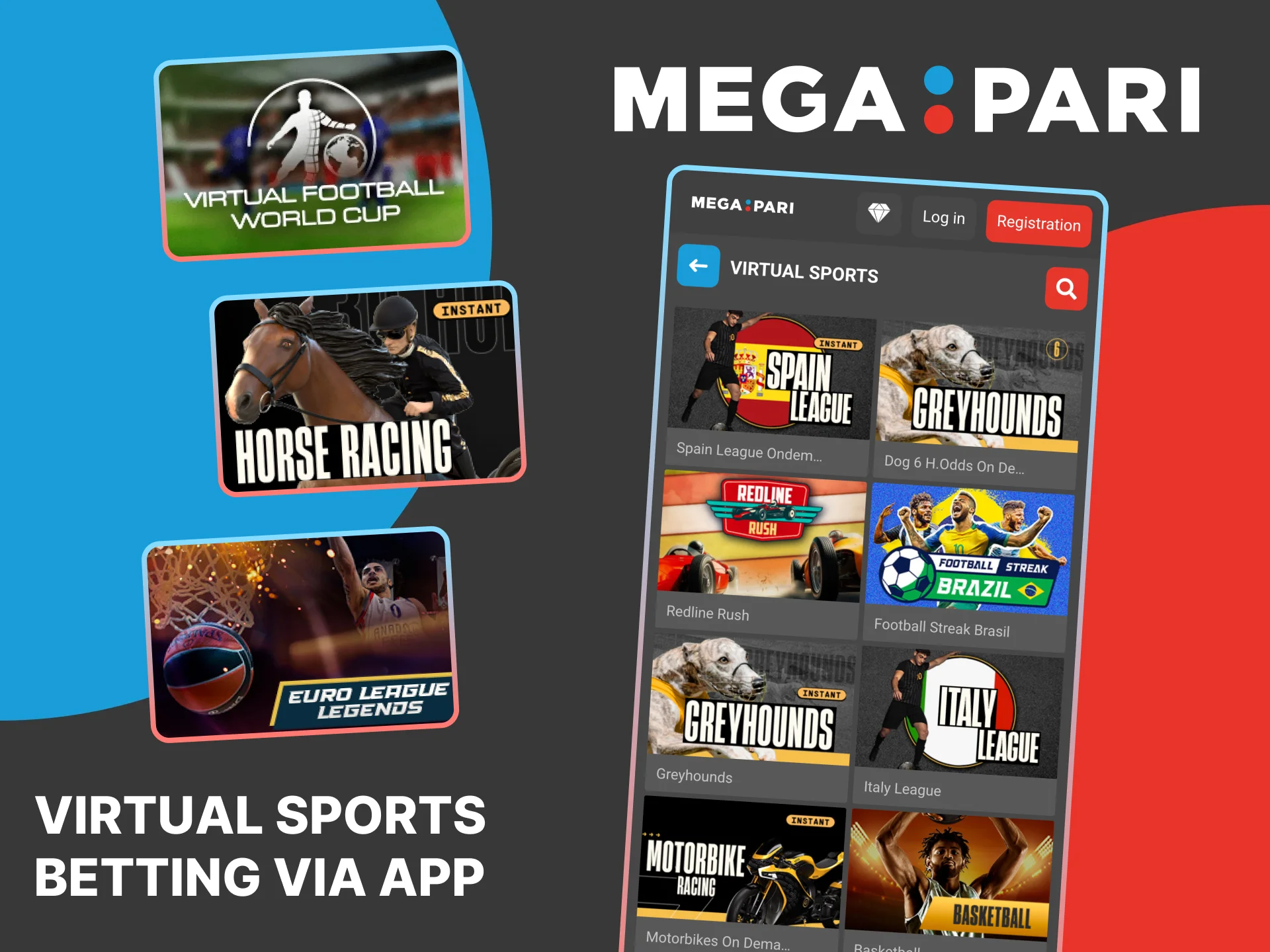 Bet on virtual sports in the Megapari app, enjoy nonstop action.