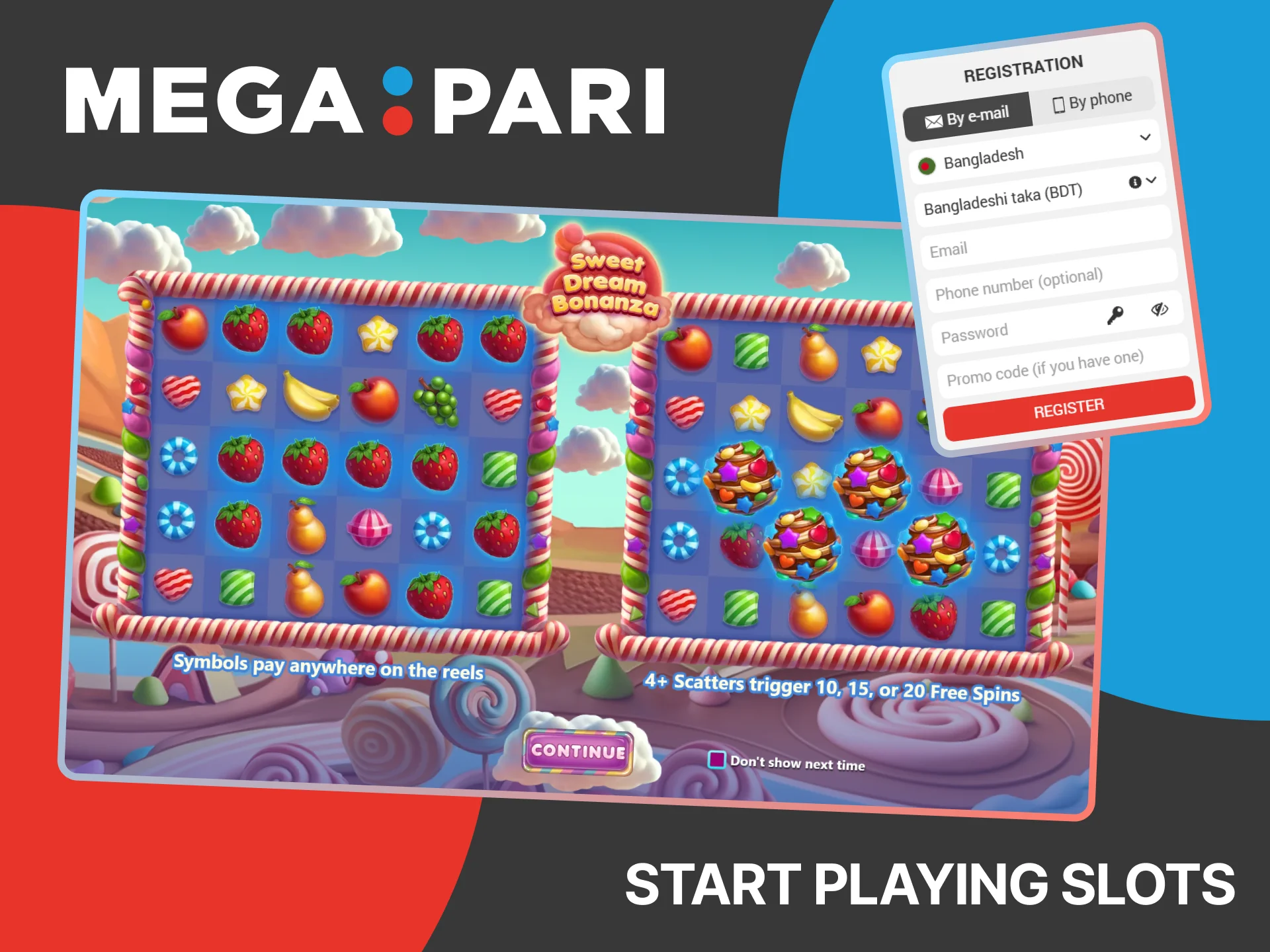 Open the MegaPari slot games section and have fun.